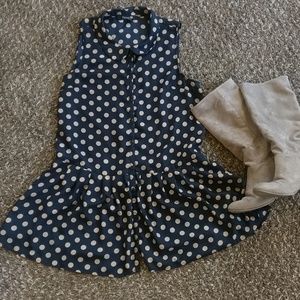 Navy button up dress with pockets